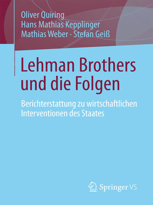 cover image of Lehman Brothers und die Folgen